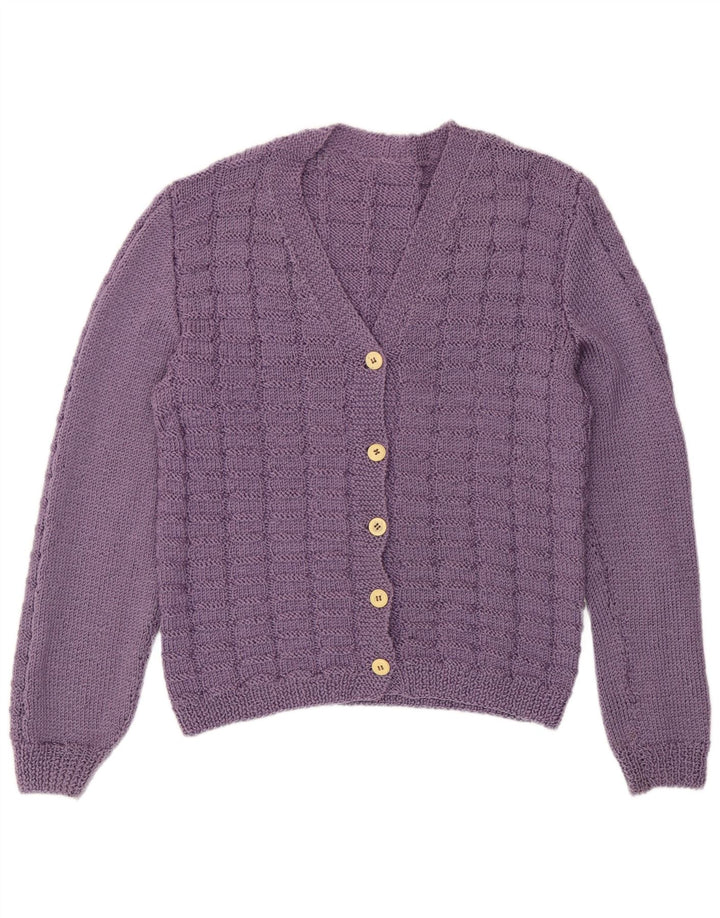 vintage Femme Cardigan Pull UK 14 Moyen Violet