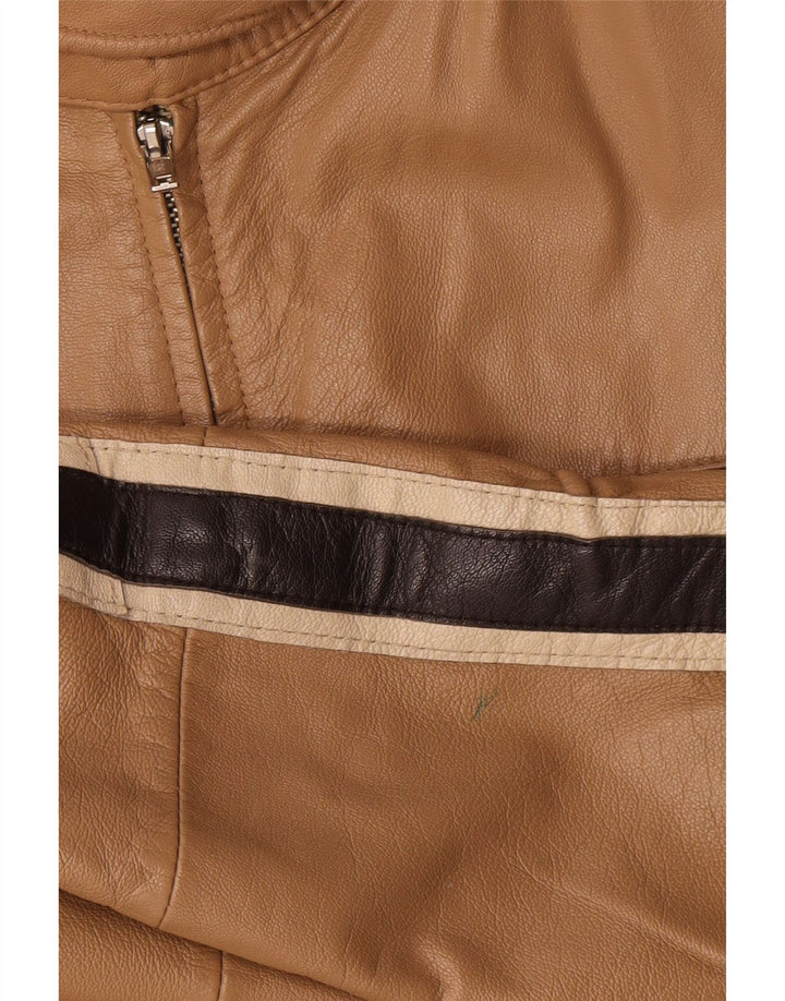 veste en cuir homme vintage IT 54 XL Cuir colorblock beige