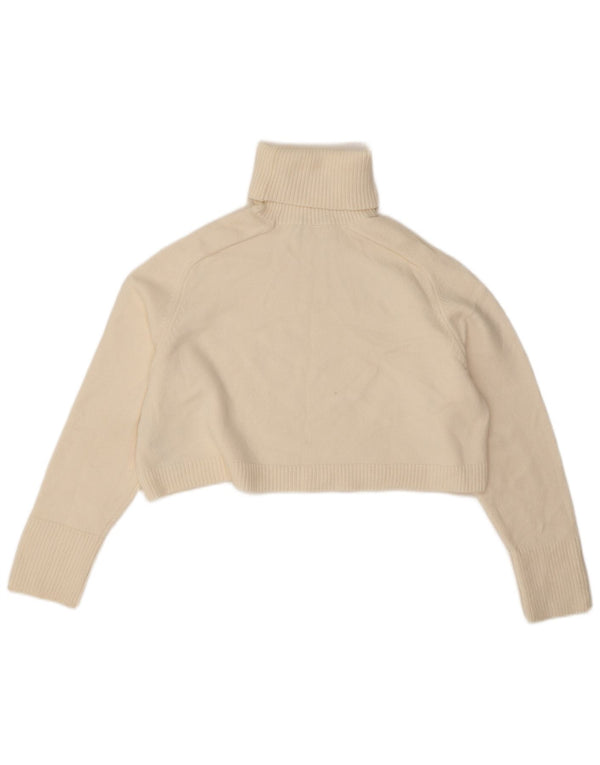 Zara Pull court surdimensionné à col roulé pour femme UK 14 Medium Off White