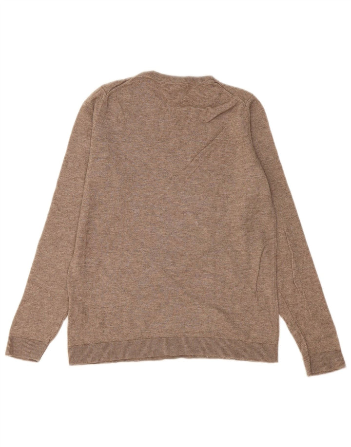 Massimo Dutti Pull à col rond pour femme UK 10 Petite laine beige