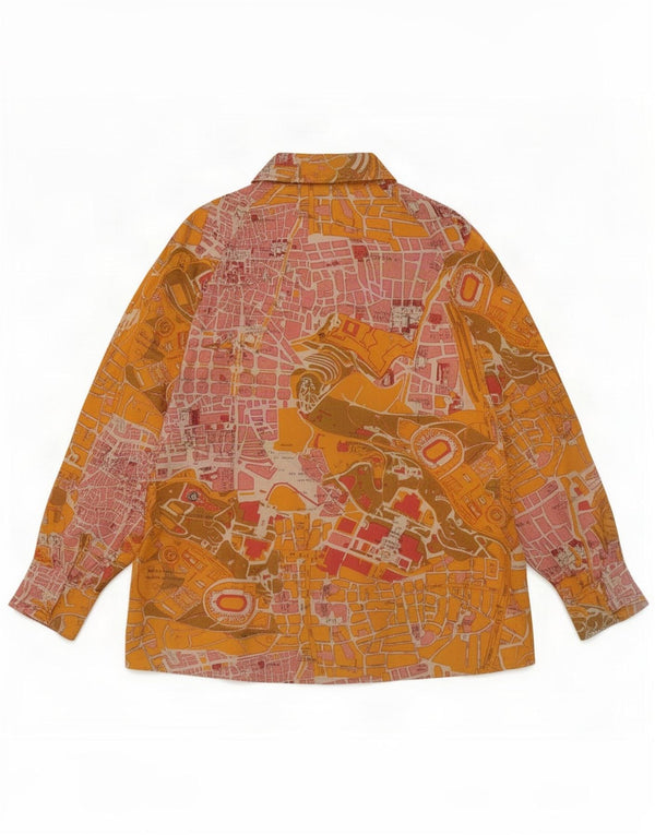 vintage Womens Graphic Shirt Blouse UK 16 Grand Géométrique Multicolore