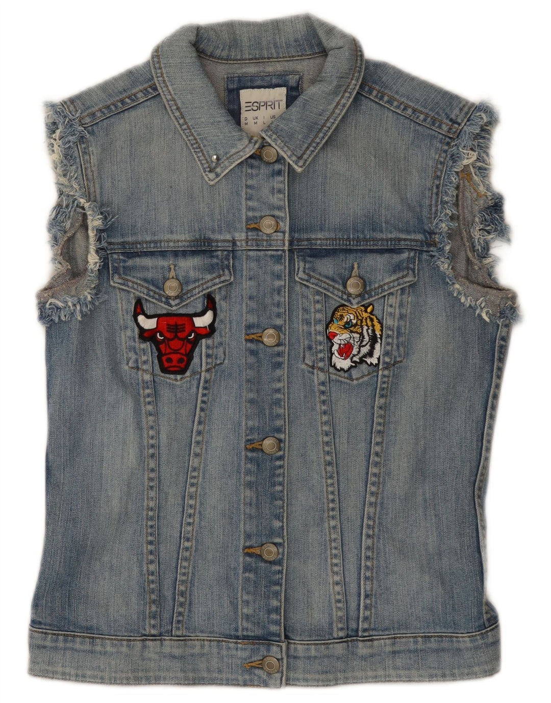 ESPRIT Chicago Bulls Graphic Denim Gilet UK 12 Bleu Moyen Coton
