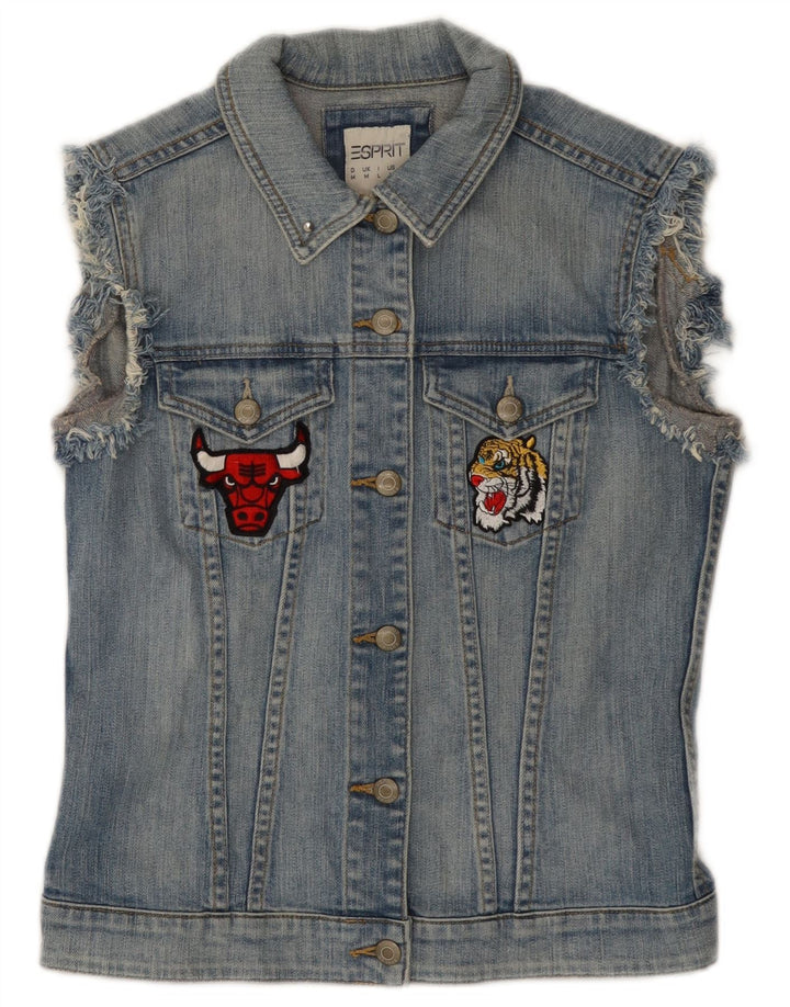 ESPRIT Chicago Bulls Graphic Denim Gilet UK 12 Bleu Moyen Coton