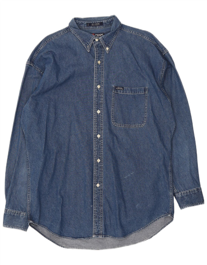 Chaps Ralph Lauren Chemise en jean pour homme Large Bleu Coton