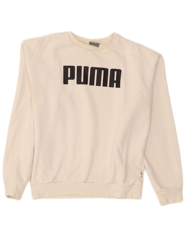 Puma Sweat-shirt surdimensionné graphique pour femme UK 8 Petit coton blanc