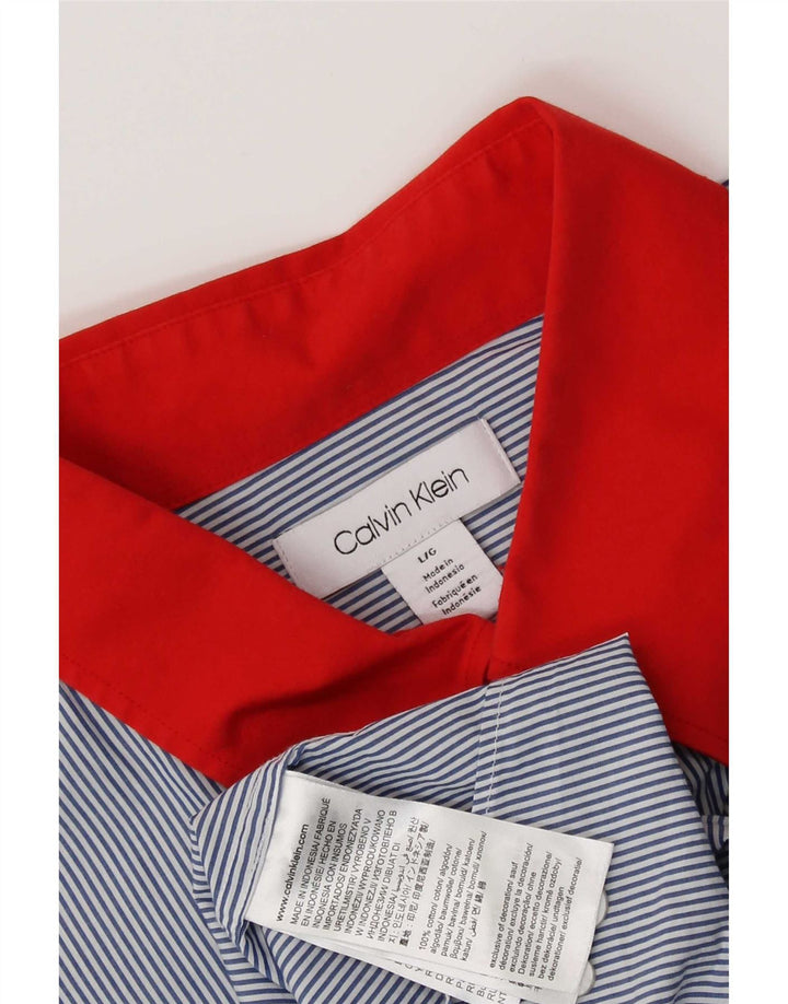 Calvin Klein Chemise homme en coton à fines rayures bleues