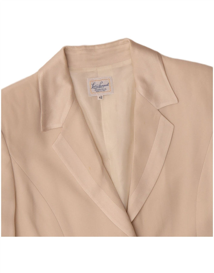 LUISA SPAGNOLI Veste Blazer 3 Boutons Femme IT 42 Acétate Beige Moyen