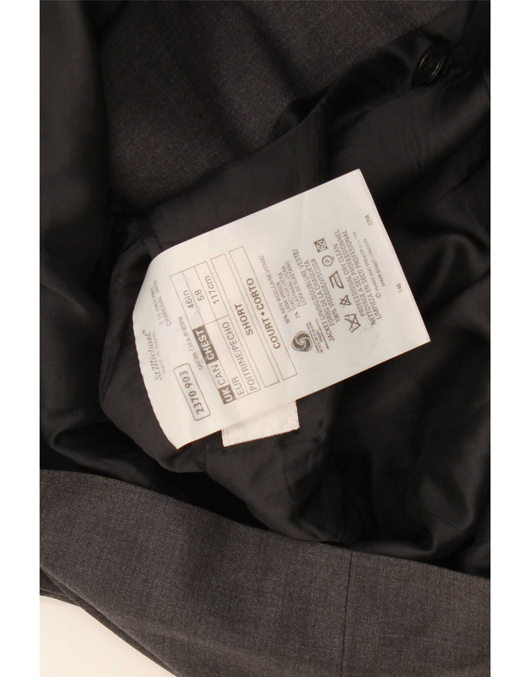 Marks & Spencer Veste blazer double boutonnage pour homme UK 46 XL Gris laine vierge