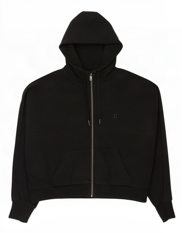 Sweaty Betty Pull à capuche zippé surdimensionné pour femme UK 16 Grand coton noir