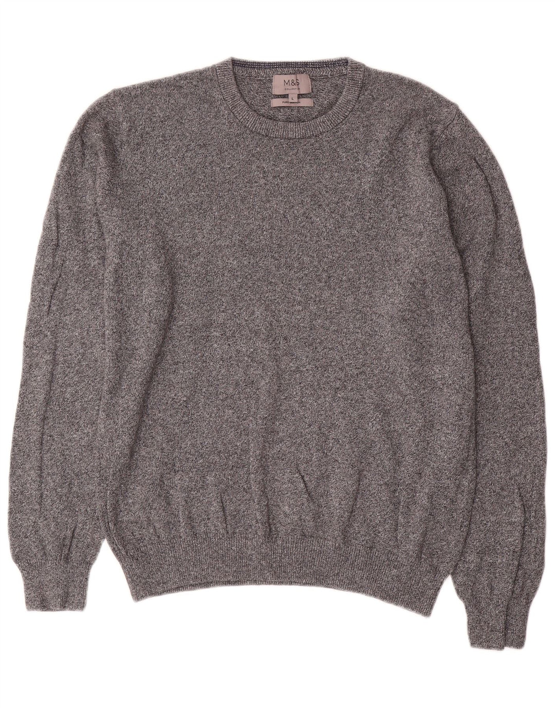 Marks & Spencer Pull à col rond pour homme en coton moucheté gris grand