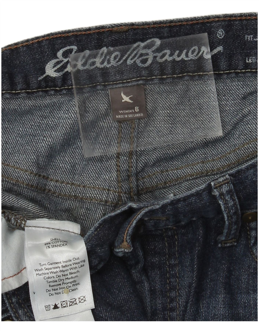 EDDIE BAUER Jean slim Boyfriend pour femme US 8 Medium W32 L30 Bleu marine