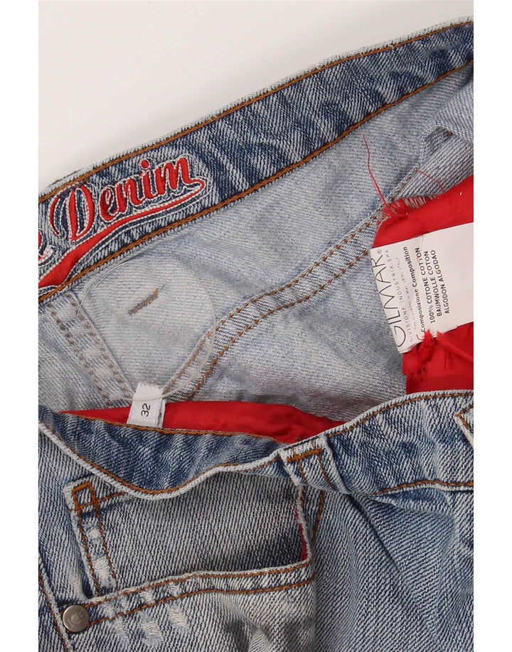 Iceberg Womens Pluto Distressed Slim Jeans W32 L32 Bleu Coton Dessin Animé
