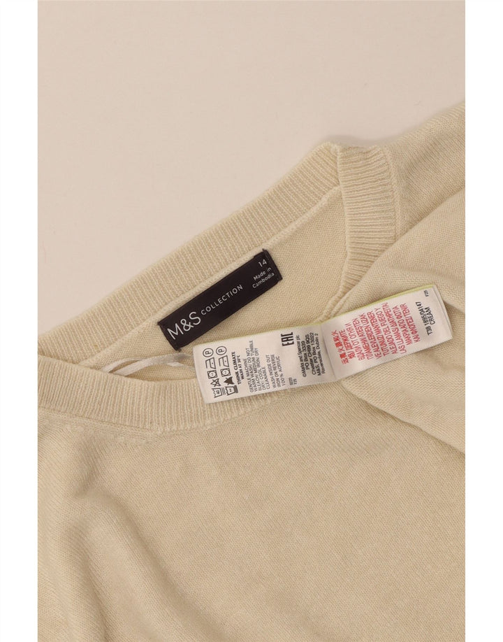 MARKS & SPENCER Pull à col rond pour femme UK 14 Acrylique beige moyen