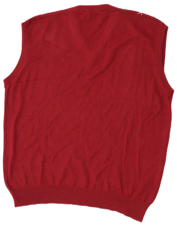 PAOLO OTTAVIANI Débardeur Homme 2XL Laine Mérinos Argyle/Diamant Bordeaux