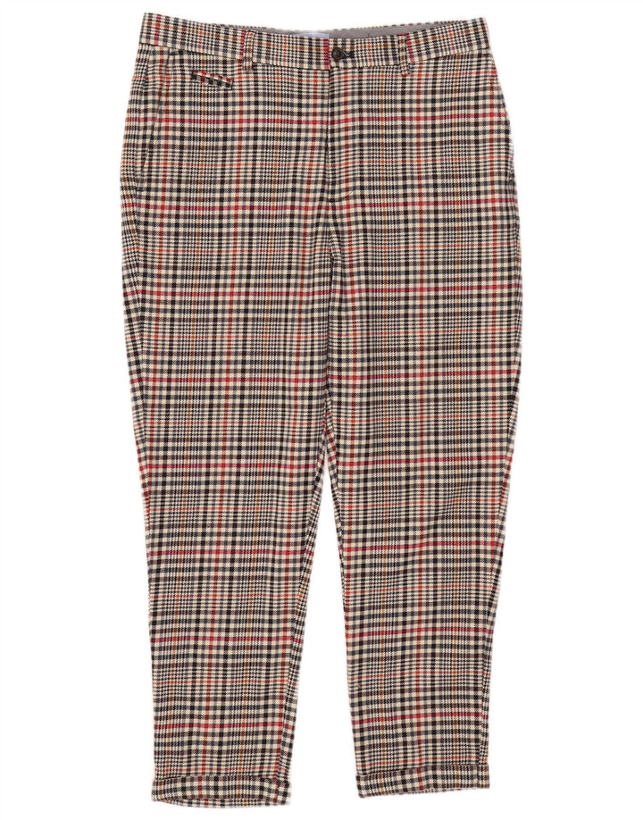 Zara Pantalon court pour homme EU 40 Medium W31 L25 Beige à carreaux Polyester