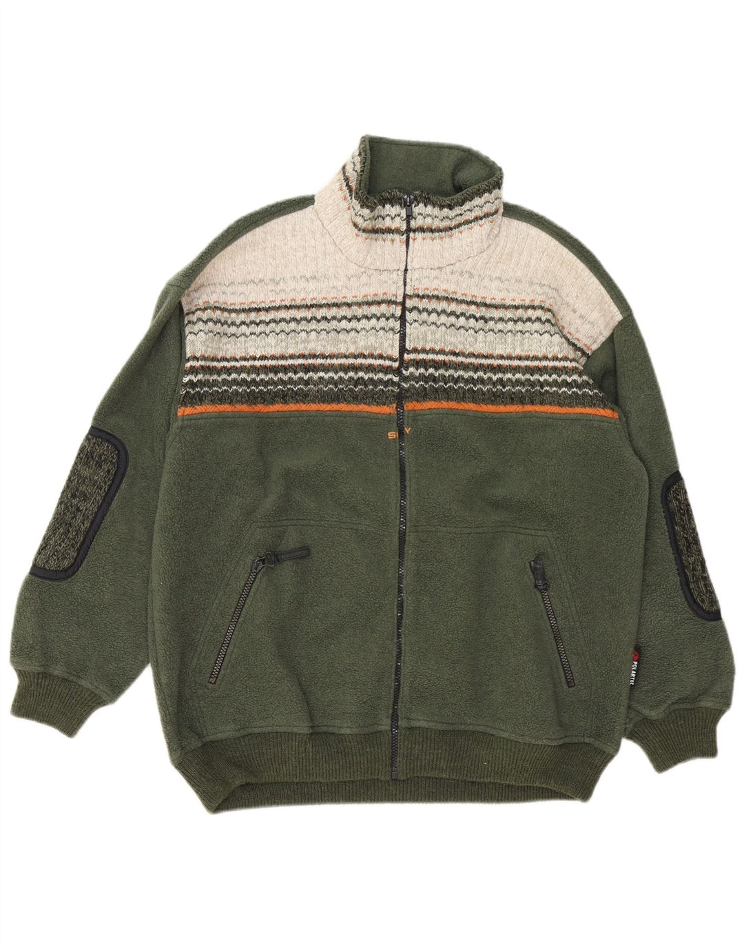 Silvy Veste polaire pour homme UK 40 Large Vert Colorblock Polyester