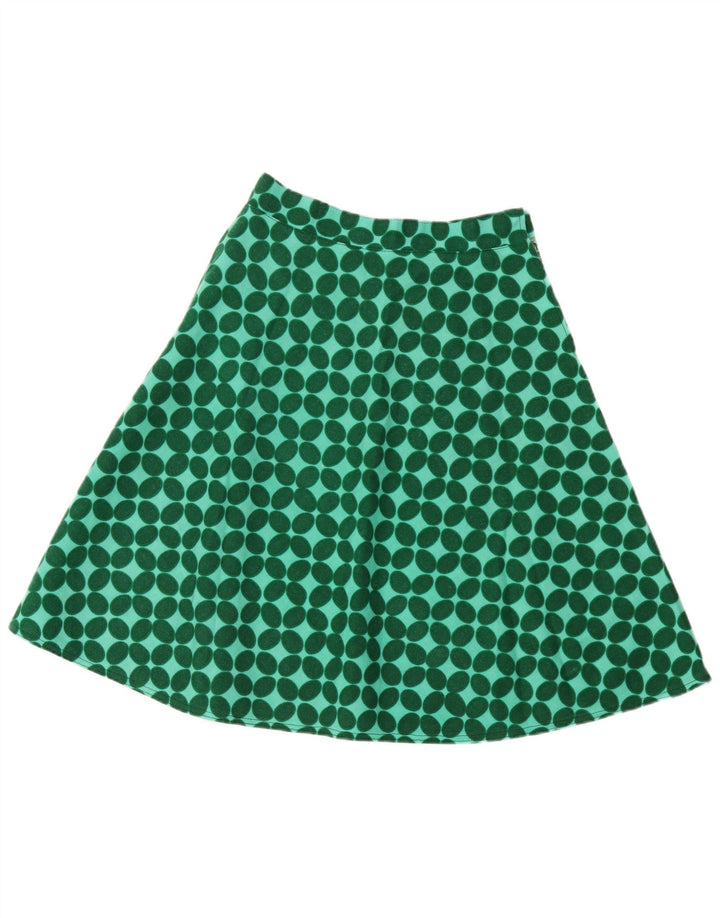 vintage Femme A-Line Jupe W28 Moyen Vert Géométrique