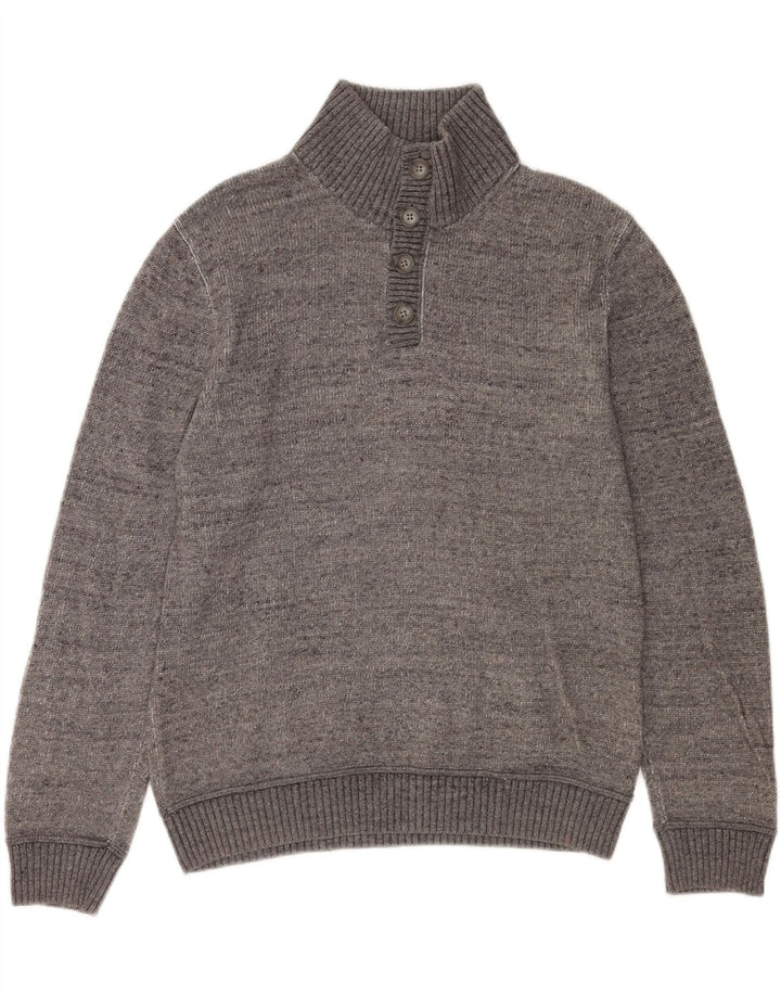 Gap Sweat-Shirt Col Boutonné Homme Gris Moyen Moucheté Coton