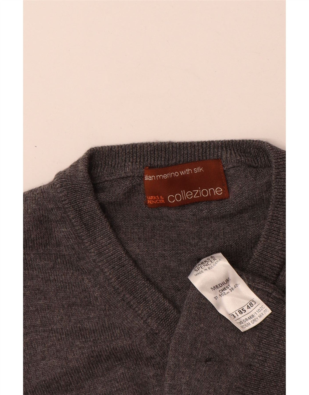 Marks & Spencer Débardeur Gilet Homme Gris Moyen Laine Mérinos