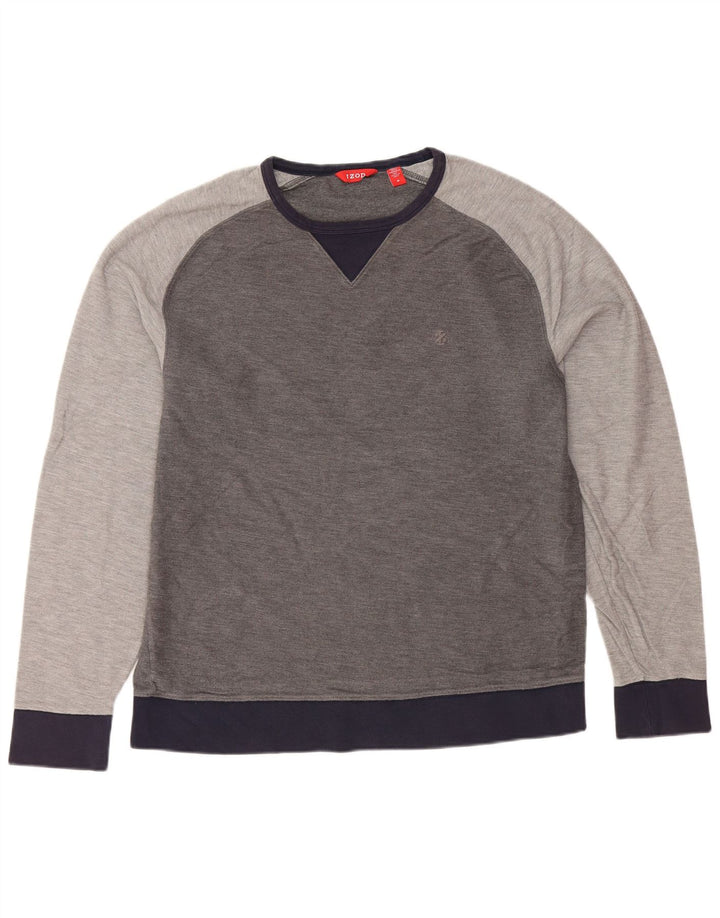IZOD Sweat-Shirt Homme Gris Moyen Colourblock Coton