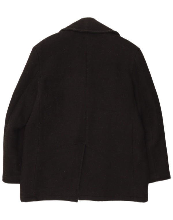 vintage Mens Caban UK 38 Laine Noire Moyenne