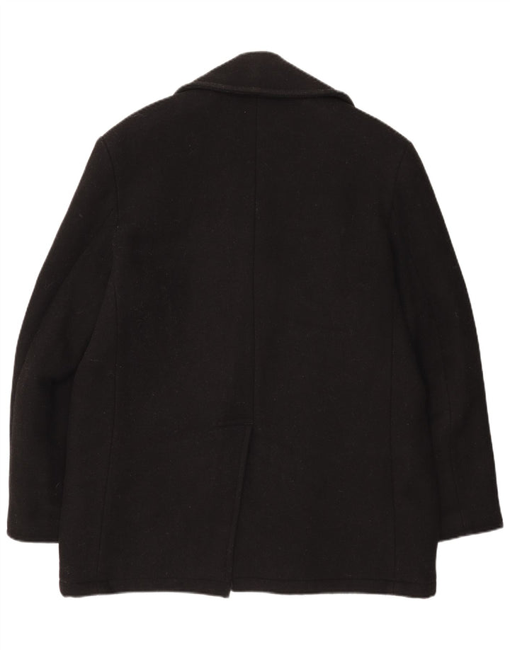 vintage Mens Caban UK 38 Laine Noire Moyenne