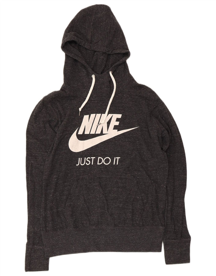 Nike Pull à capuche graphique pour femme UK 16 Grand gris moucheté en polyester