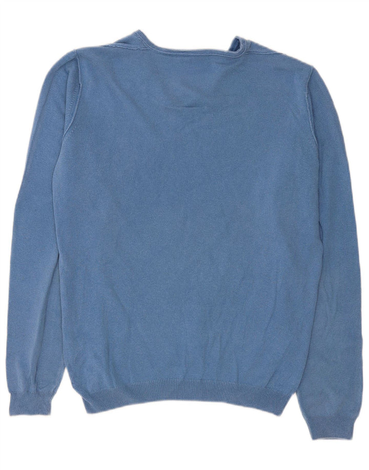Trussardi Jeans Pull Col V Bleu Moyen Coton Homme
