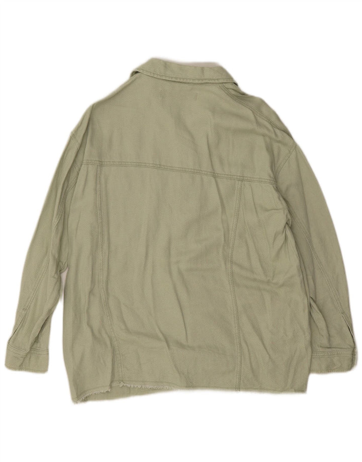 Zara Veste bomber surdimensionnée pour femme UK 10 Petit coton vert