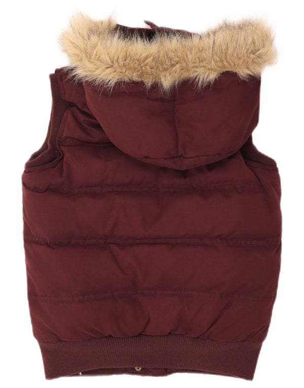Fat Face Gilet rembourré à capuche pour femme UK 8 Small Bordeaux Polyester