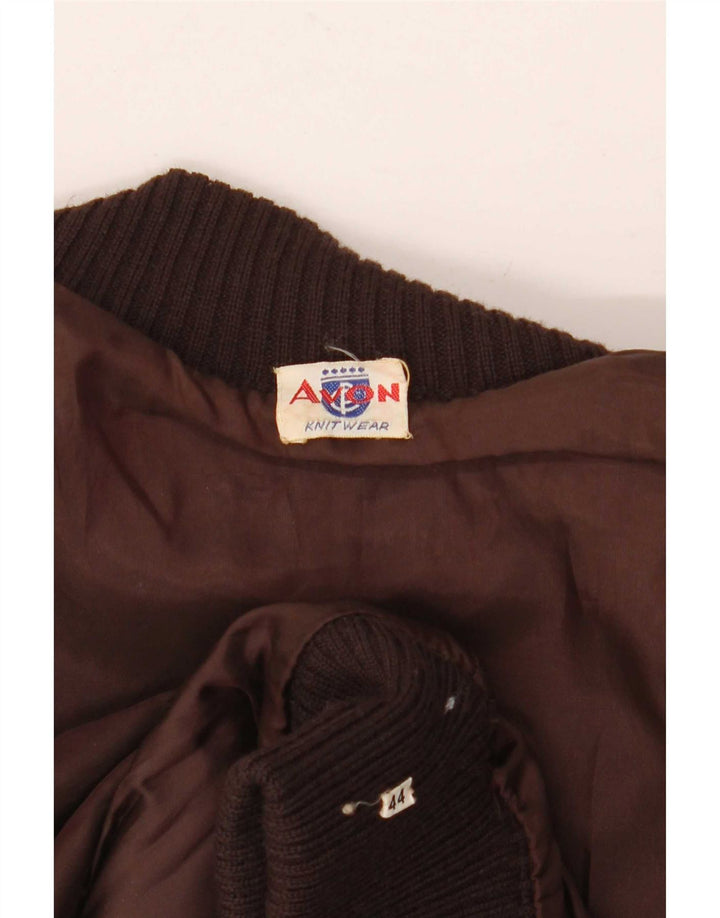 veste en cuir tricoté femme vintage IT 44 Brun moyen