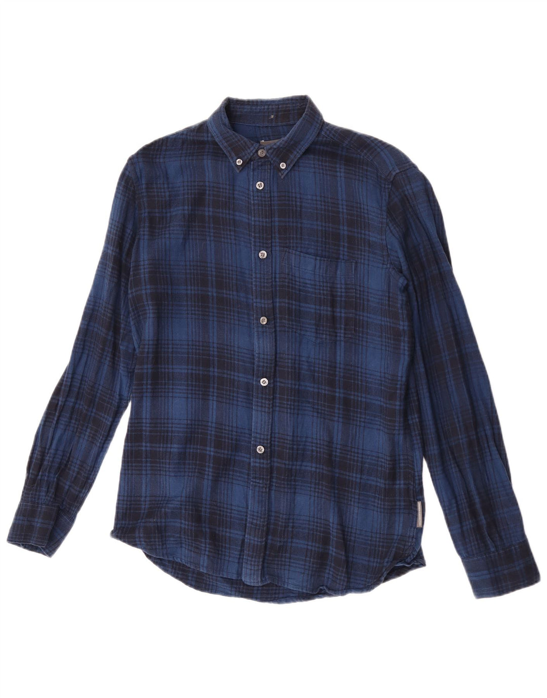 French Connection Chemise en Flanelle Homme Petit Bleu à Carreaux en Coton
