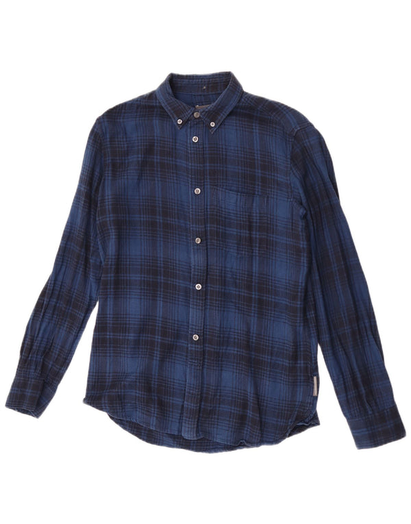 French Connection Chemise en Flanelle Homme Petit Bleu à Carreaux en Coton