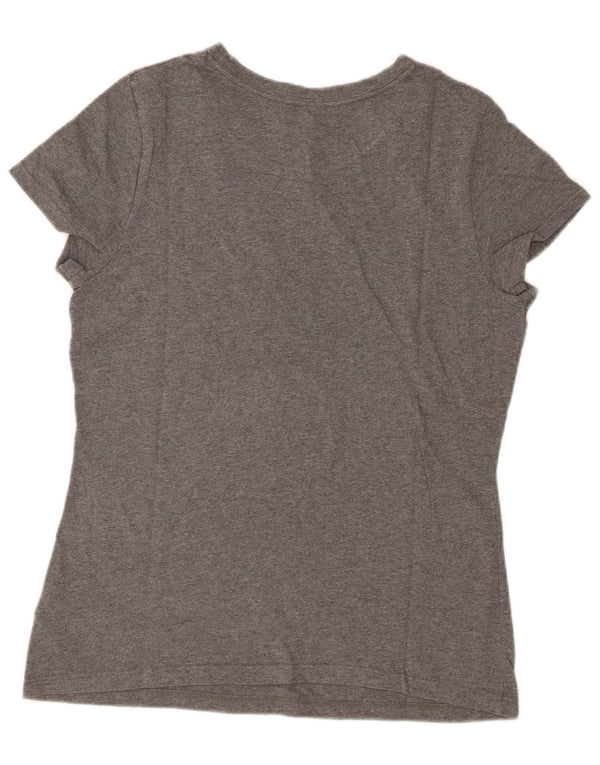 Tommy Hilfiger T-shirt graphique pour femme UK 14 Grand coton moucheté gris