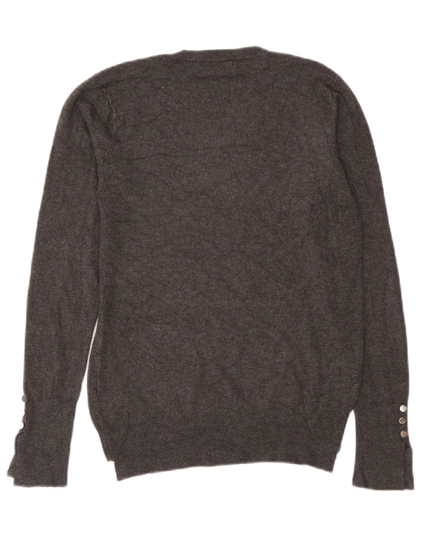 Zara Pull à col rond pour femme UK 12 Viscose mouchetée gris moyen