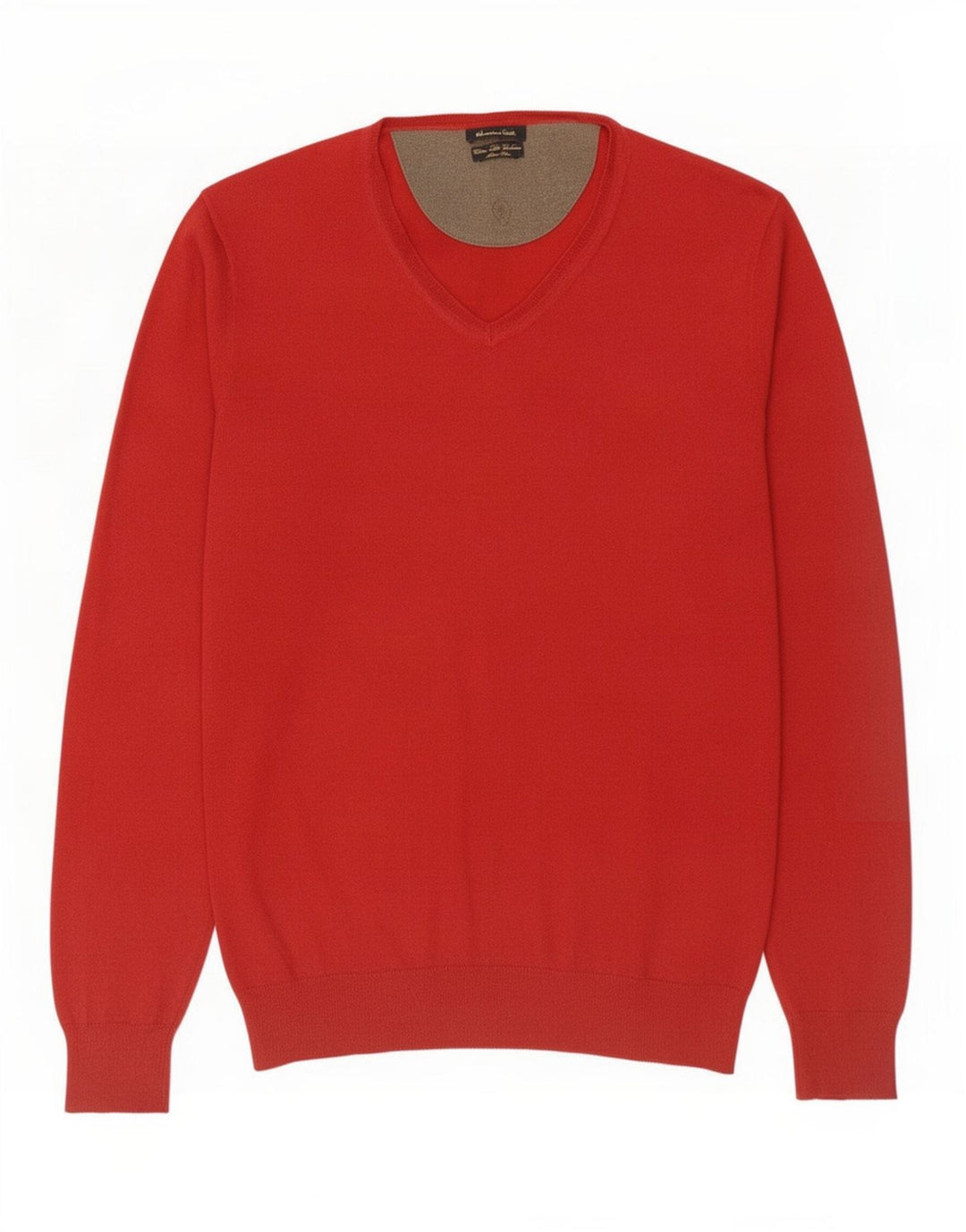 Massimo Dutti Pull col V Homme Rouge Moyen Coton