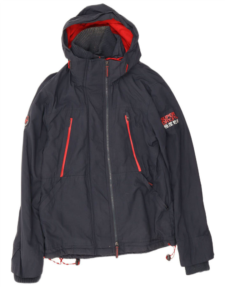 Superdry Veste coupe-vent à capuche pour hommes UK 40 Large Bleu Marine Polyester
