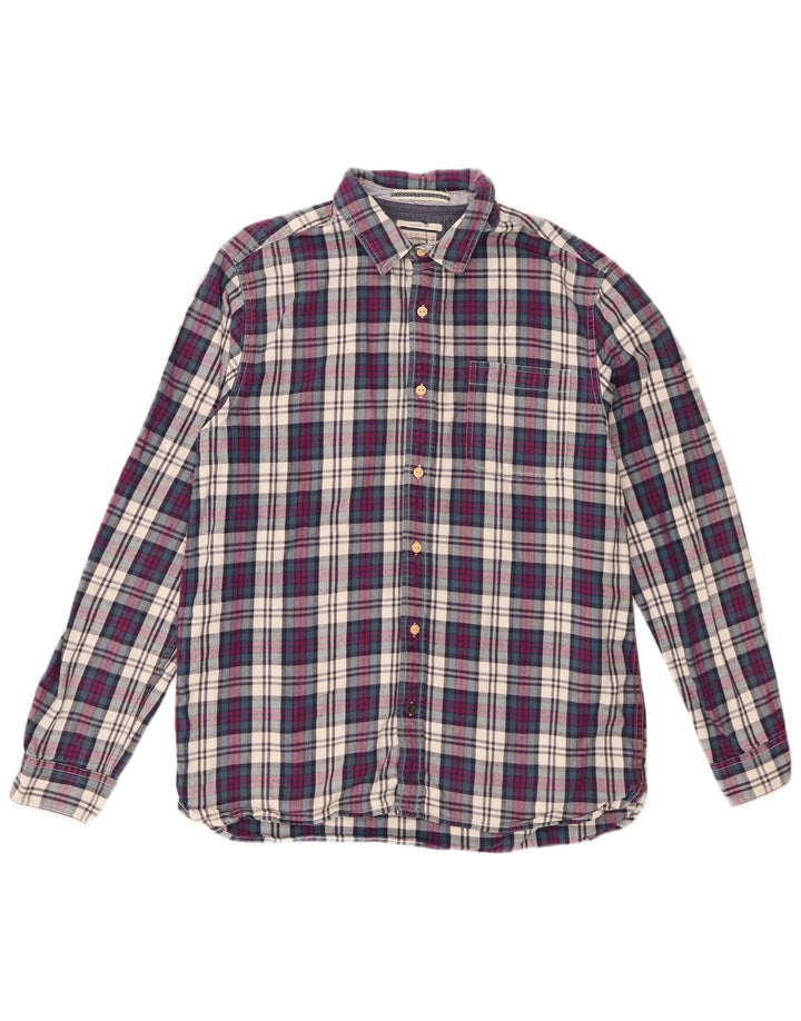Chemise White Stuff Homme Coupe Classique en Flanelle Coton à Carreaux Violet Moyen