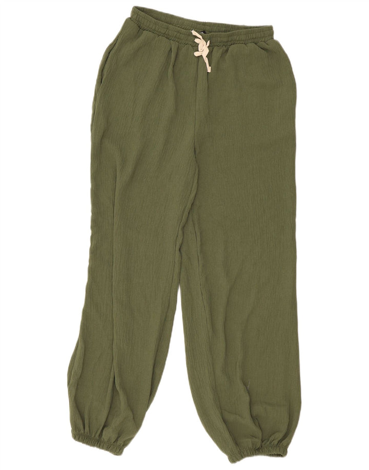 Zara Pantalon de jogging décontracté pour femme Petit Kaki Polyester