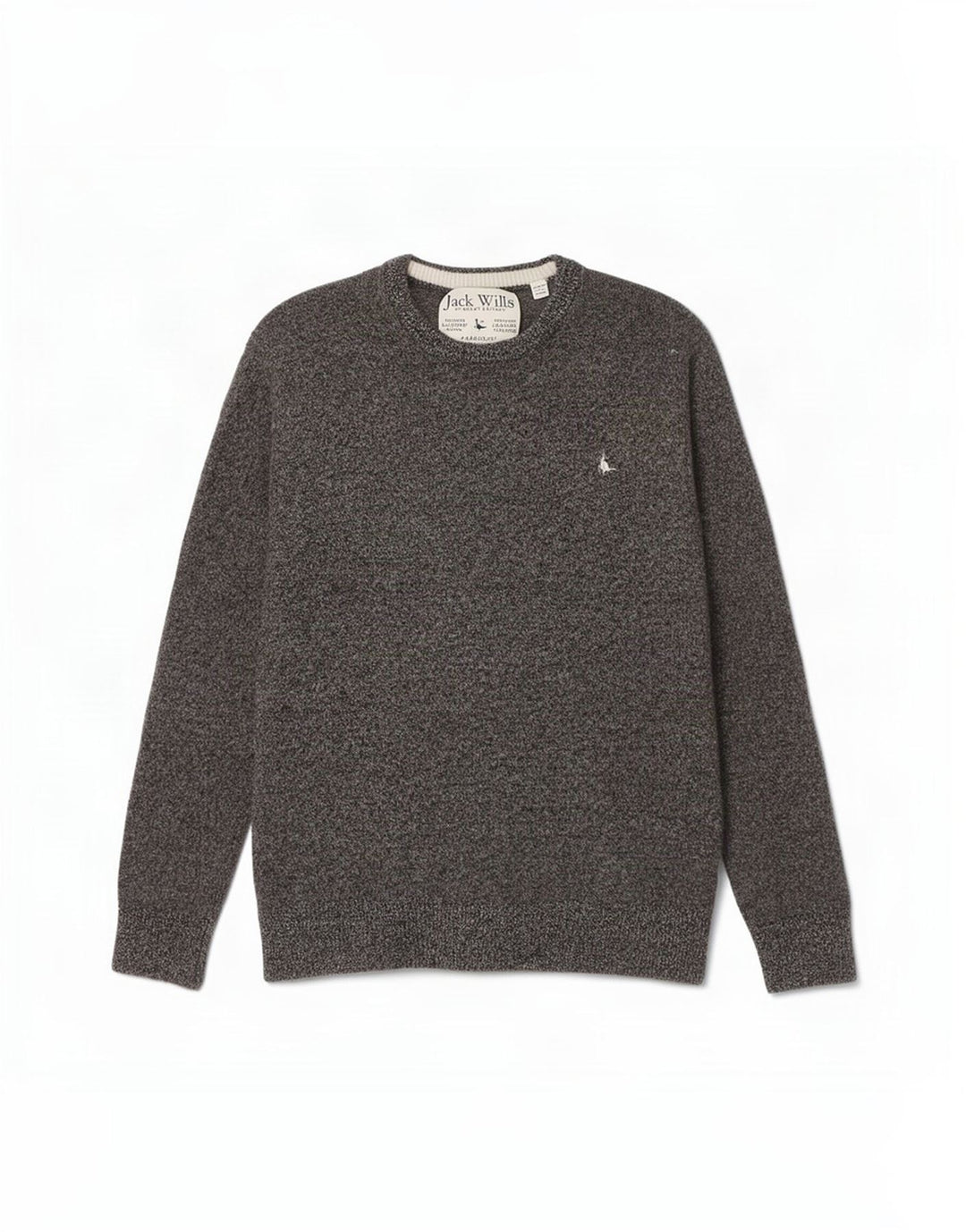 Jack Wills Pull à col rond pour femme UK 12 Gris moyen moucheté