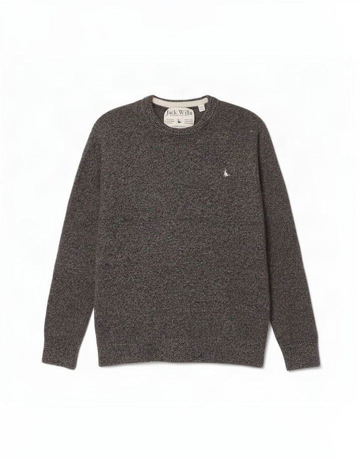Jack Wills Pull à col rond pour femme UK 12 Gris moyen moucheté