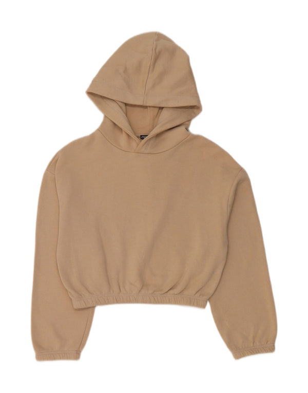 Zara Womens Crop Hoodie Jumper UK 10 Petit Coton Beige