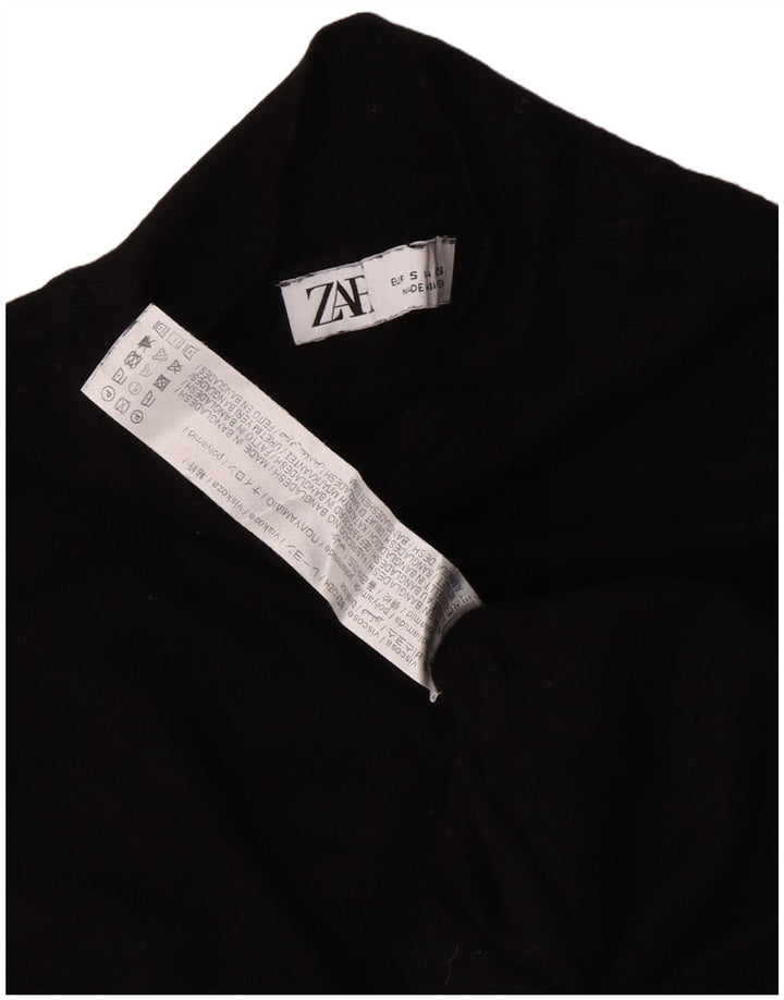 Zara Pull col roulé pour femme UK 10 Small Noir Viscose