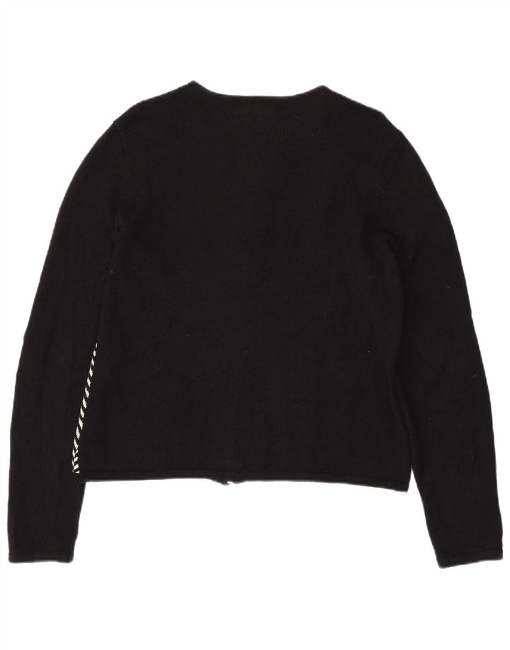 CHAPS Pull Cardigan Femme UK 14 Grand Coton à Chevrons Noir