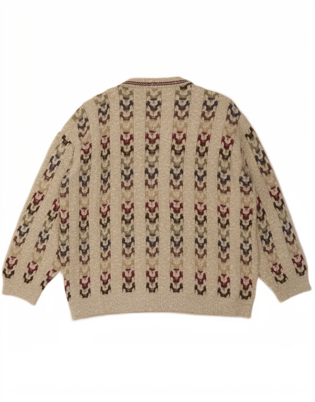 Paco Calvari Pull ras du cou pour homme IT 50/52 Beige moyen géométrique