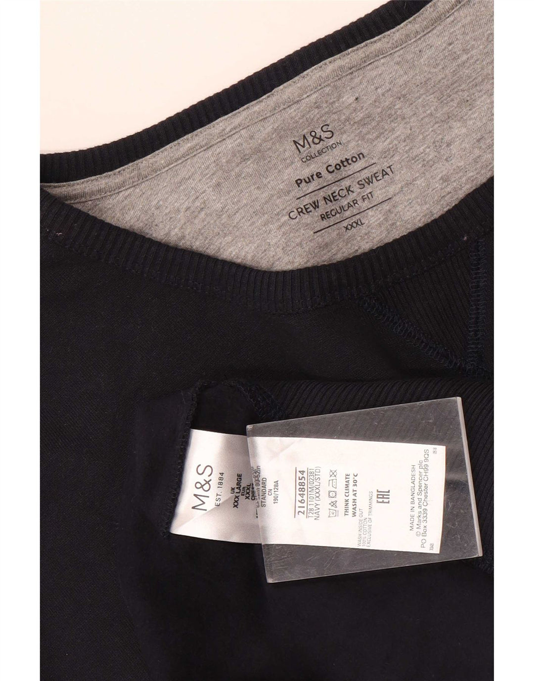 Marks & Spencer Sweat-shirt coupe classique pour homme en coton bleu marine 3XL