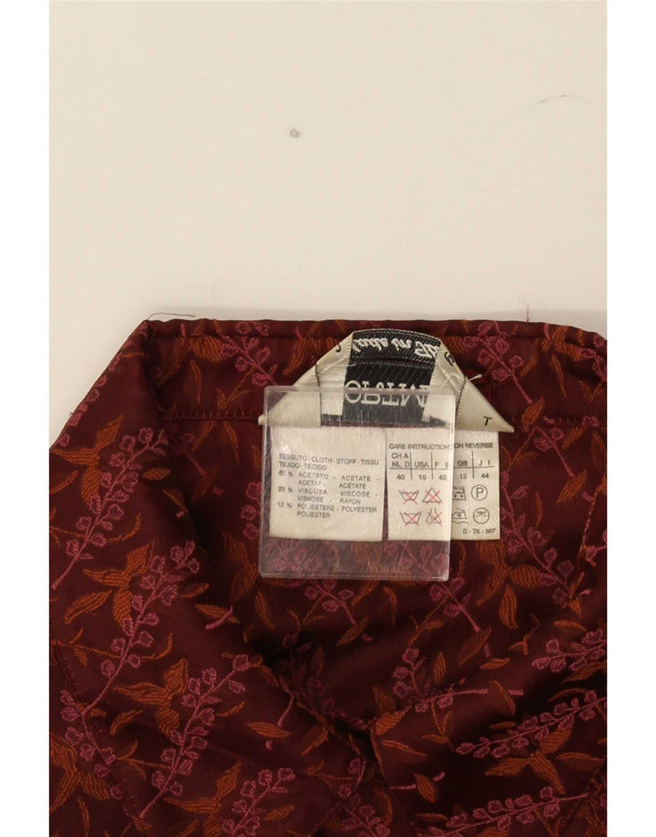 Sportmax Veste blazer à manches courtes pour femme UK 12 Marron moyen floral