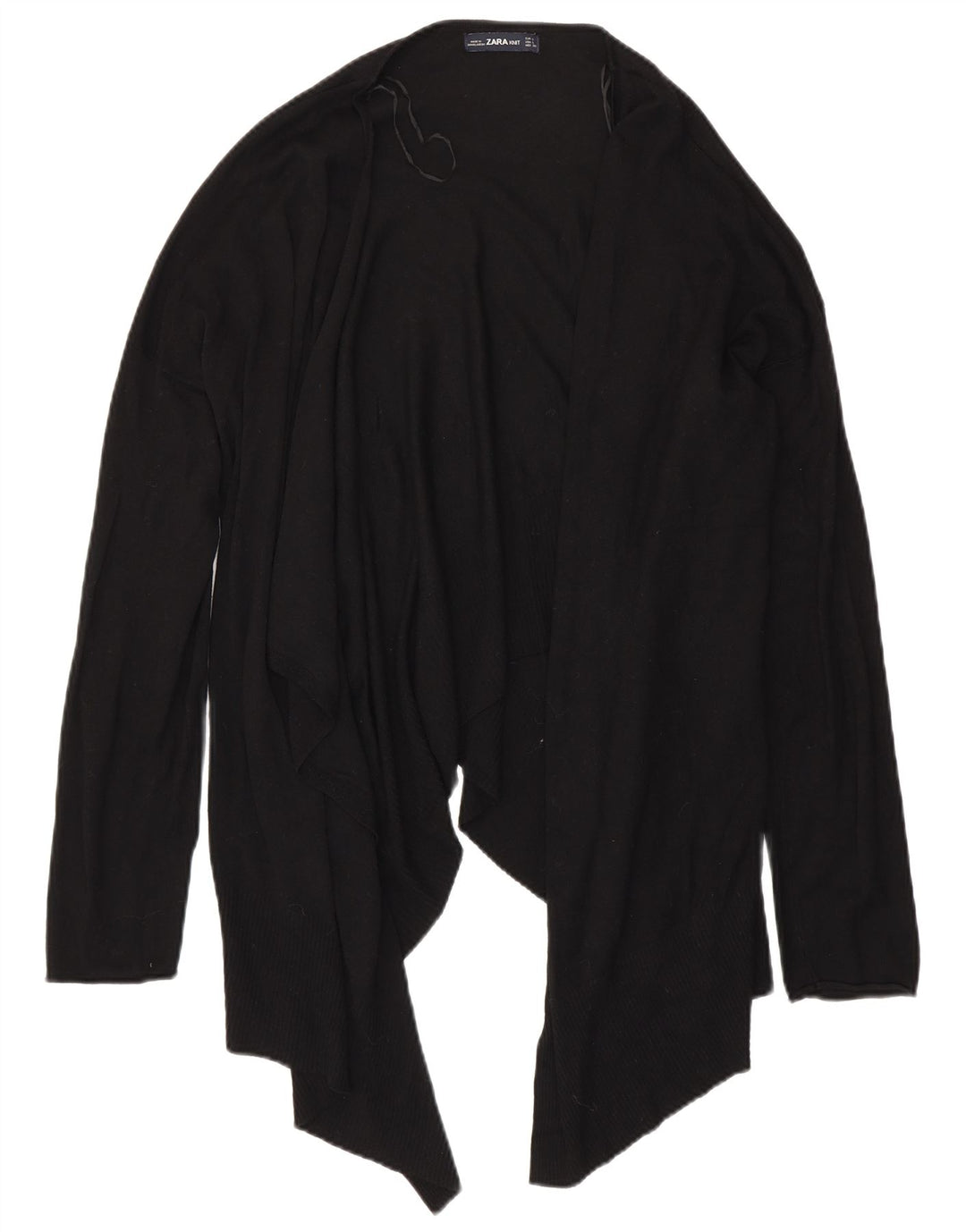 Zara Womens Asymétrique Ouvert Cardigan Pull UK 16 Large Noir