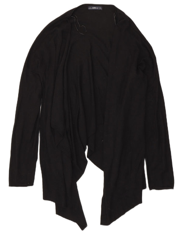 Zara Womens Asymétrique Ouvert Cardigan Pull UK 16 Large Noir
