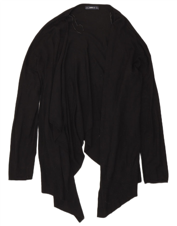 Zara Womens Asymétrique Ouvert Cardigan Pull UK 16 Large Noir
